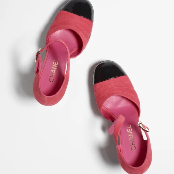 CHANEL Mary Janes Platform Heels, Dark Pink & Black - Retail $1300, NIB - Picture 3 of 13